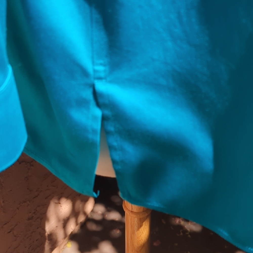Chico's No Iron Teal Button-Down Collared Shirt - Picture 3 of 5